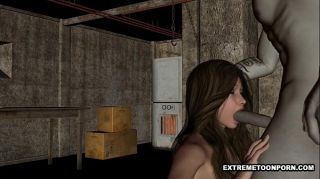 Adorable 3D babe sucks cock and gets fucked by a zombie...