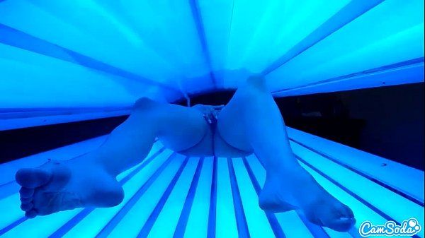 teen latina college student gives  lesbian pussy a massage in tanning bed - 1