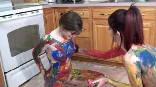 Gay Blackhair Lavender Rayne and Indigo Augustine playing with paint MagPost