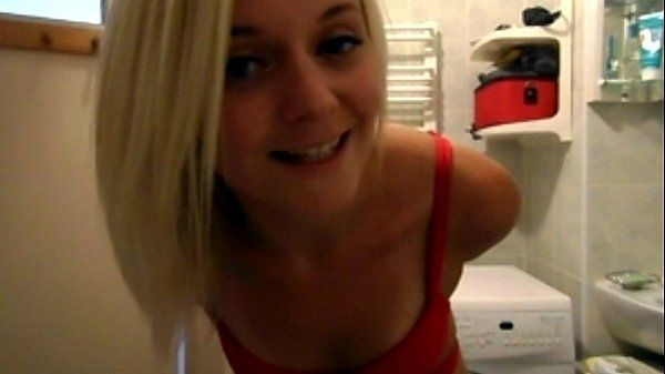 Sophie in red bikini masturbating on her washing machine - 1
