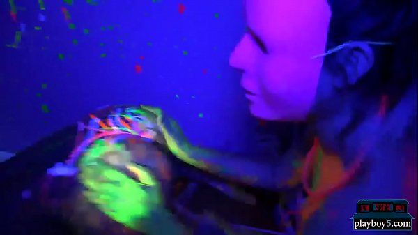 College teens glow in the dark orgy party in a dorm room - 2