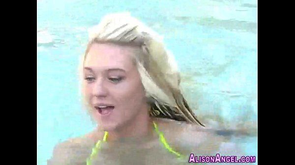 Busty teen in the pool - 1