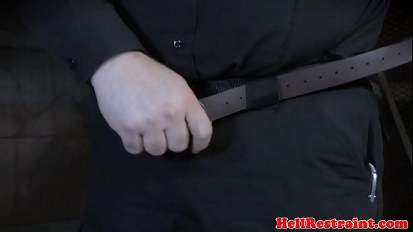 Pierced sub tiedup and spanked with belt - 2