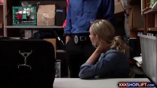 Blow Job Shoplifter teen fucks a security guard to avoid...