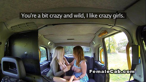 Str8 Huge tits lesbians playing with dildo in fake cab Carro