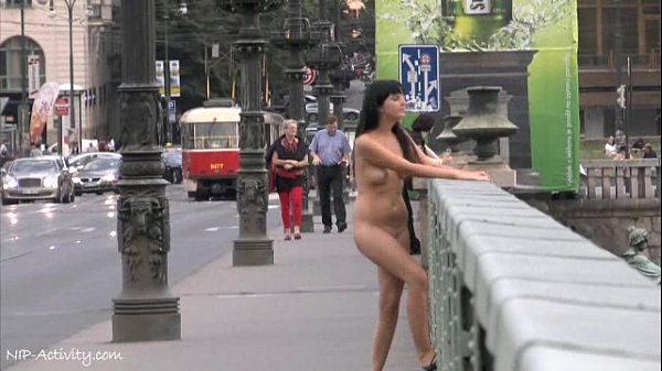 Crazy naked czech girl has fun on public streets - 1