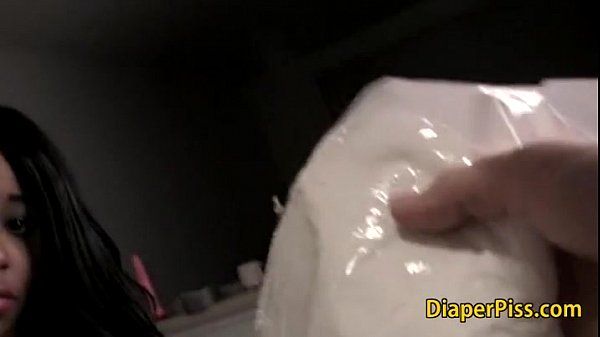 black sexy teen peeing in diaper during piss training - 1