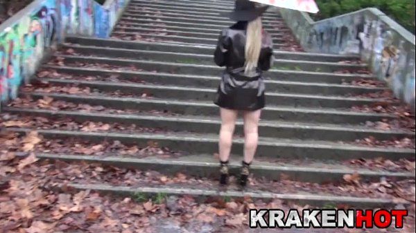 Big Tits Blonde outdoor. Provocative in a rainning day - 2