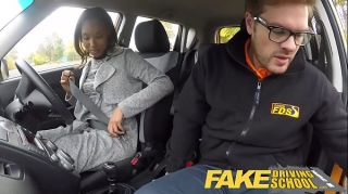 Pure 18 Fake Driving School nervous black teen filled up by her teacher in the car Video-One
