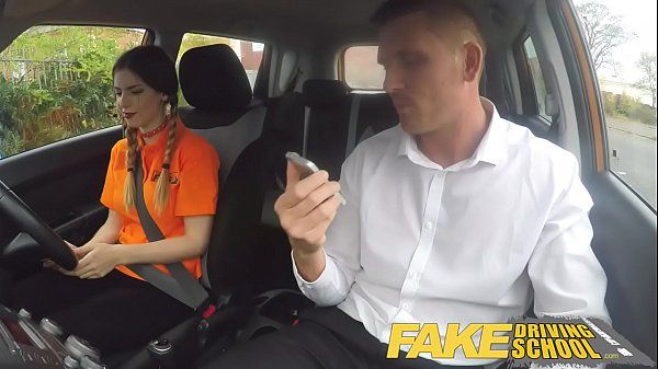 Fake Driving School Pigtailed cutie gets a face full of cum - 2