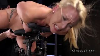 Sex Toys Blonde in device bondage anal fingered Bus