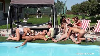 Lesbos Pool Party Orgy 2 guys 5 chicks Secret Friends Gloryholes
