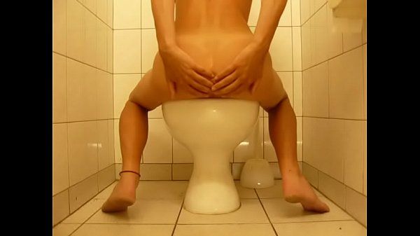 Teasing teen skinny sissy play dirty with her panty in public toilet No Condom - 1