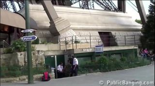 TubeGals Under the Eiffel Tower in Paris France, extreme public sex risky threesome orgy PhoneMates