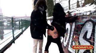 Cartoon German Milf riding BBC in public in the snow of Berlin Urine