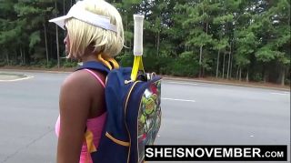 MangaFox American Ebony Walking After Blowjob In Public, Sheisnovember Lost a Bet Then Sucked A Dick With Her Giant Titties and Nipples out, Then Walked Flashing Her Panties With Upskirt Exposure And Cute Ebony Thighs by Msnovember Fucks