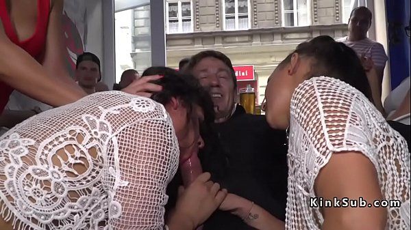 Two slaves orgy fucked in public bar - 2