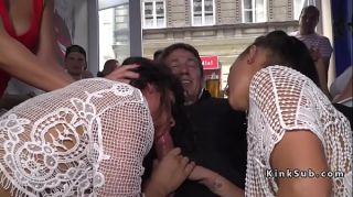 Rough Sex Two slaves orgy fucked in public bar Free Fuck