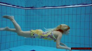 Lesbian Porn Blonde in a dress in a pool Hetero