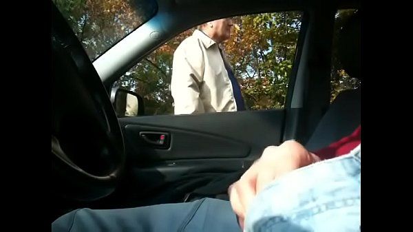 Nasty old man spies for the guy jerking in a car - Streampornvids.com - 2