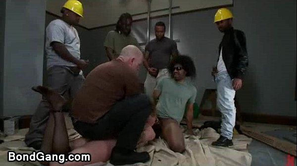 Tight Cunt Bound redhead gal gagged and fucked by construction workers Big Tits