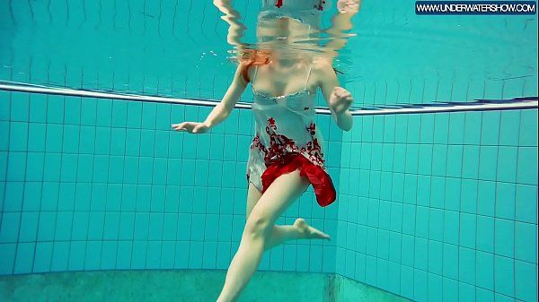 Milf Cougar Hot Polish redhead swimming in the pool videox