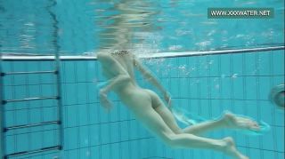 Amazon Podvodkova swimming in blue bikini in the pool Boy Fuck Girl