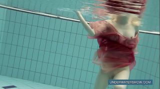 Amateur Katya Okuneva in red dress pool girl BravoTube