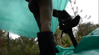 Jerking Off Latina pussy-eating outdoors in Jungle insurgent camp Perverted