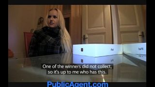 Canadian PublicAgent Blonde with Huge Boobs win iPad Swing
