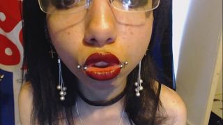 Buceta Goth with Red Lipstick Drools a Whole Lot and Blows Spit Bubbles at You - Spit and Saliva and Lipstick Fetish Gay Uncut