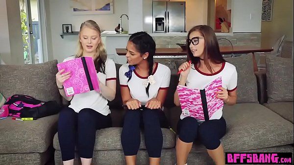 Teen BFFs hardcore language session with a huge cock - 1