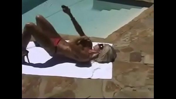 Tiny Tits Porn Ashley Lawrence sunbathing by the pool Doggystyle - 2