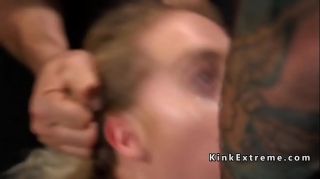 Spank Blonde slave drooling on huge dick Orgasmus