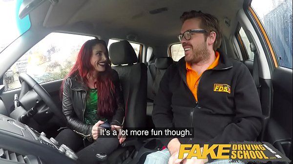 Fake Driving School Crazy hot redhead fucks car gearstick after lesson - 2