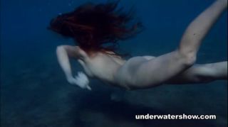 Rough Julia is swimming underwater nude in the sea Harcore