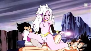 Fake Tits Android 21 fucks goku and vegeta Officesex