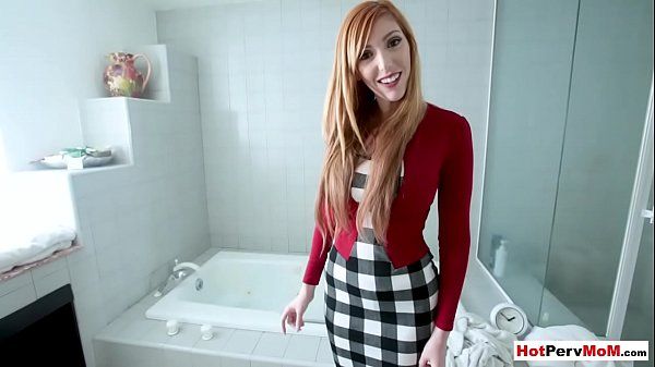 Busty redhead stepmom blows her stepson in the shower - 1