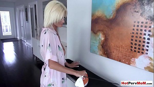Online Busty MILF stepmom stops ironing to blow her stepson Milf Sex - 1
