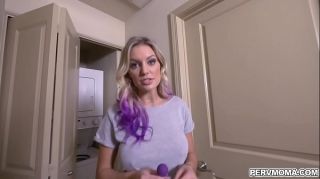 Short Hair Blonde slutty wife Kenzie Taylor found a new vibrator from the laundry and plays it while her horny stepson is controlling it until she cums. Girl Get Fuck