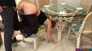 British Stepmom stuck under the table - Erin Electra Dykes
