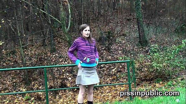 Cute girls expose peeing pussies and take a leak near the forest - 1