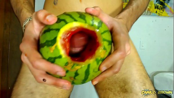 Chastity Fucking a watermelon until I cum inside it - Camilo Brown ErosBerry - 1