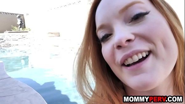 Redhead milf step mom and son sex by the pool - 1