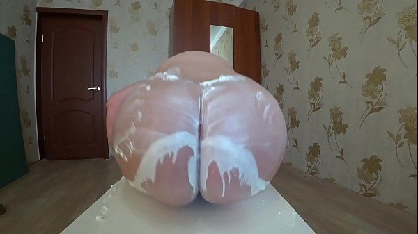A lesbian plays with a cream, and then fucks with a girlfriend and shakes a fat cream booty. POV. - 2