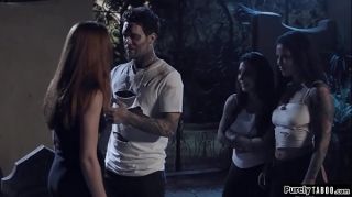 Banging Redhead fucked by her 3 undead friends Shaven