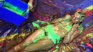 SummerGF VERY Naughty Sexy Girl, playing with Custard Pies and Messy Slime European Porn