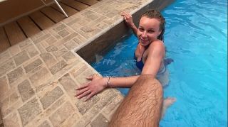 Anal HOLIDAY CREAMPIE- I'm excited to get cought fucking around the hotel pool Bikini