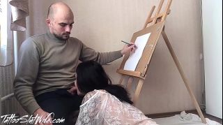 PerfectGirls Model Deep Sucking Dick Painter while He Draws Her Analfuck - 1