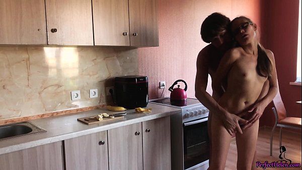 Babe Distracted from Cooking for Blowjob and Doggystyle Fucking - Cum on Tits - 1